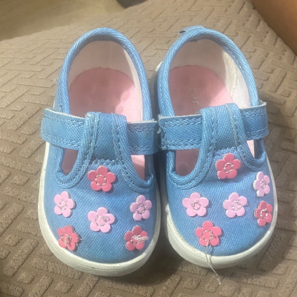 Carter's Blue and Pink Floral Baby Shoes